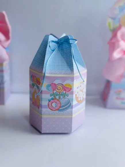 Caixa Modelo Saquinho Tema Doces /confeitaria