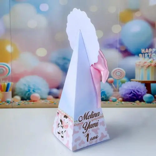 Caixa Pirâmide / Cone Fazendinha Rosa/menina