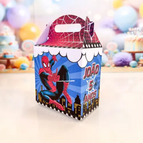 Caixa Quadrada com Alça do Homem Aranha