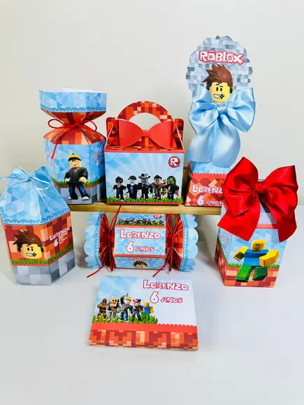 Kit 28 Caixas do Roblox + 10 Centros de Mesa