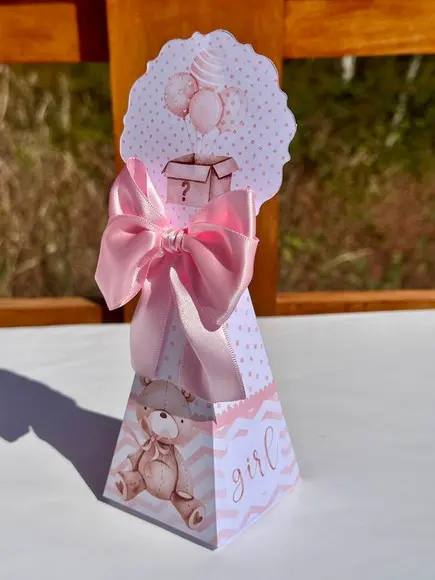 Kit 56 Caixas Chá Revelação Ursinhos Rosa e Azul