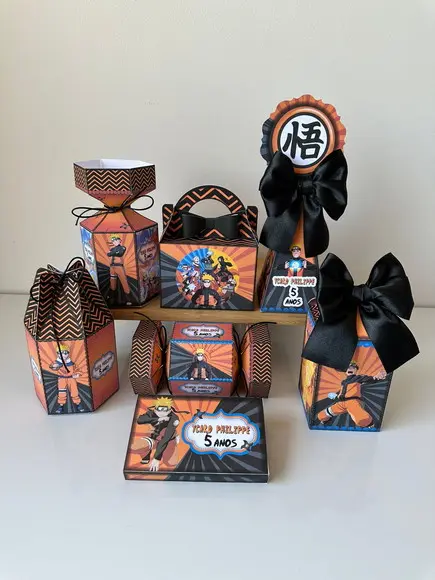 Kit 70 Caixas para Festa do Naruto