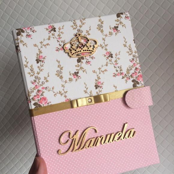 Capa para caderneta de vacinação Floral ouro Luxo 003