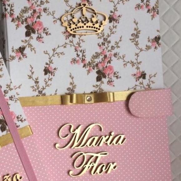 Capa para caderneta de vacinação Floral ouro Luxo 003