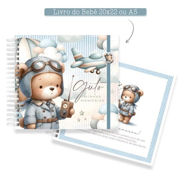 Livro do Bebê Personalizado ursinho aviador