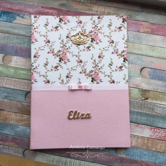 Pasta Catálogo A4 Floral Rosa 50 Plásticos