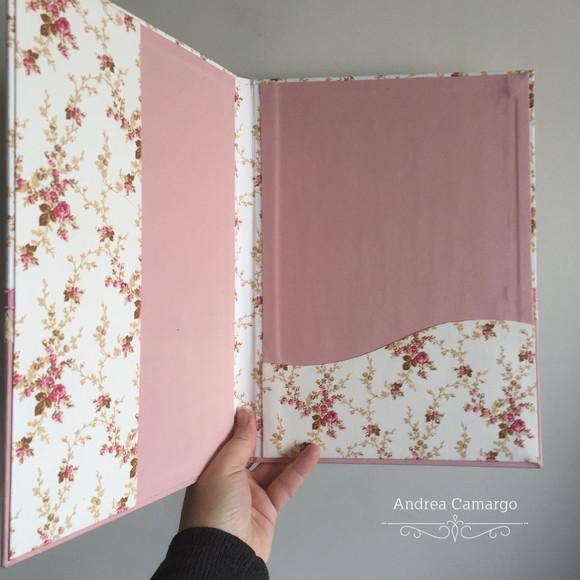 Pasta para Certidões e Documentos A4 em Tecido Floral Rosé