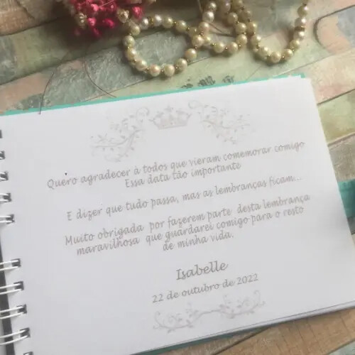 Caderno de Assinaturas 15 Anos floral marinho coala baby