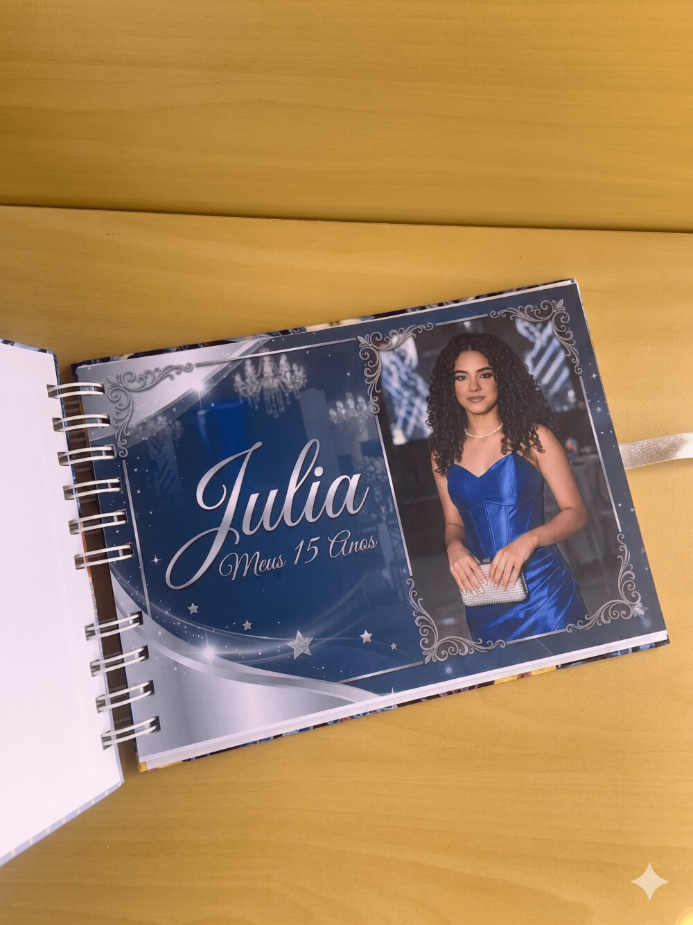 Caderno de Assinaturas 15 Anos floral azul coala baby