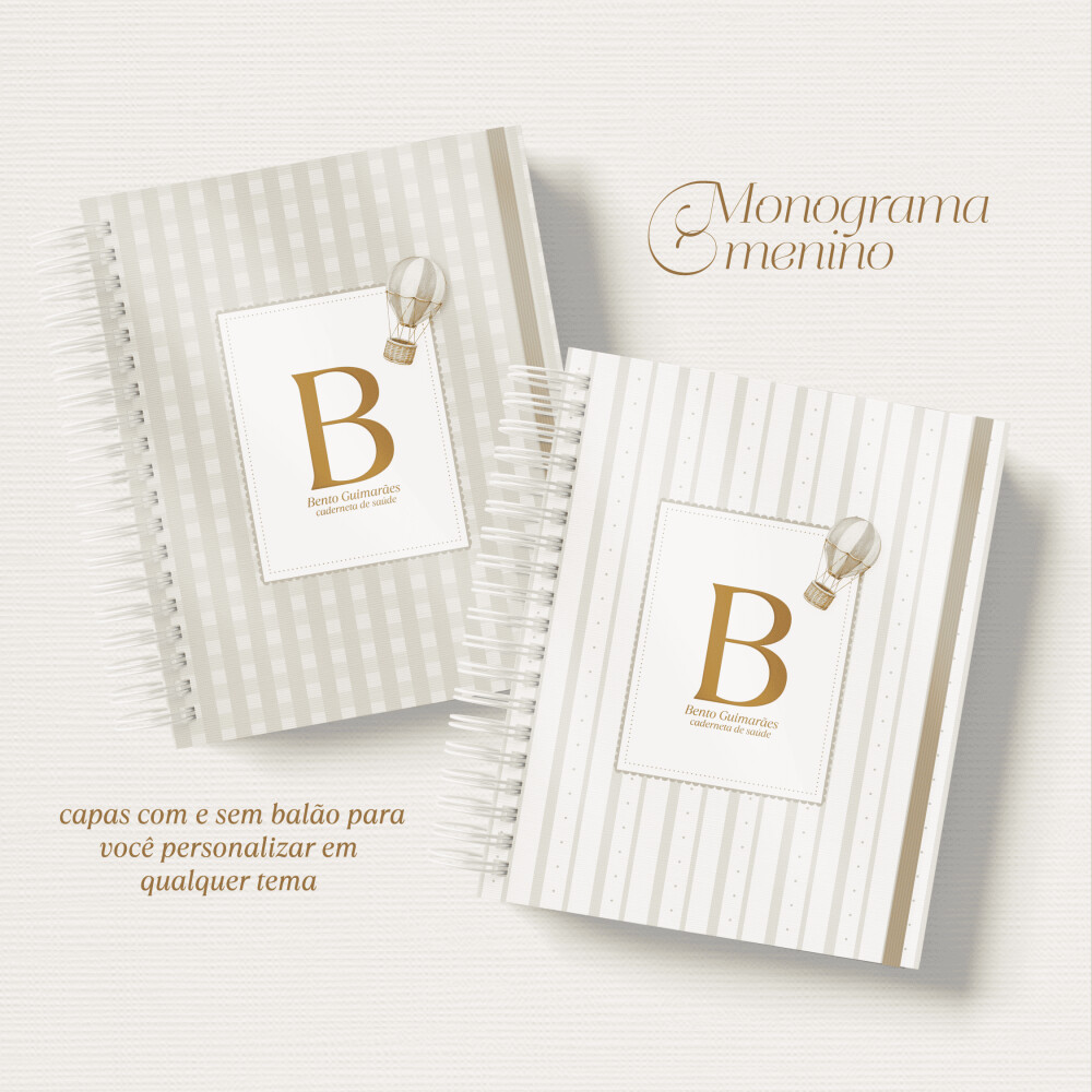 Caderneta de Vacinação Personalizada Monograma Menino