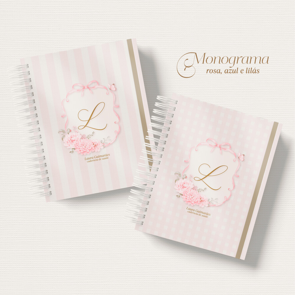 Caderneta de Vacinação Personalizada Monograma Menina