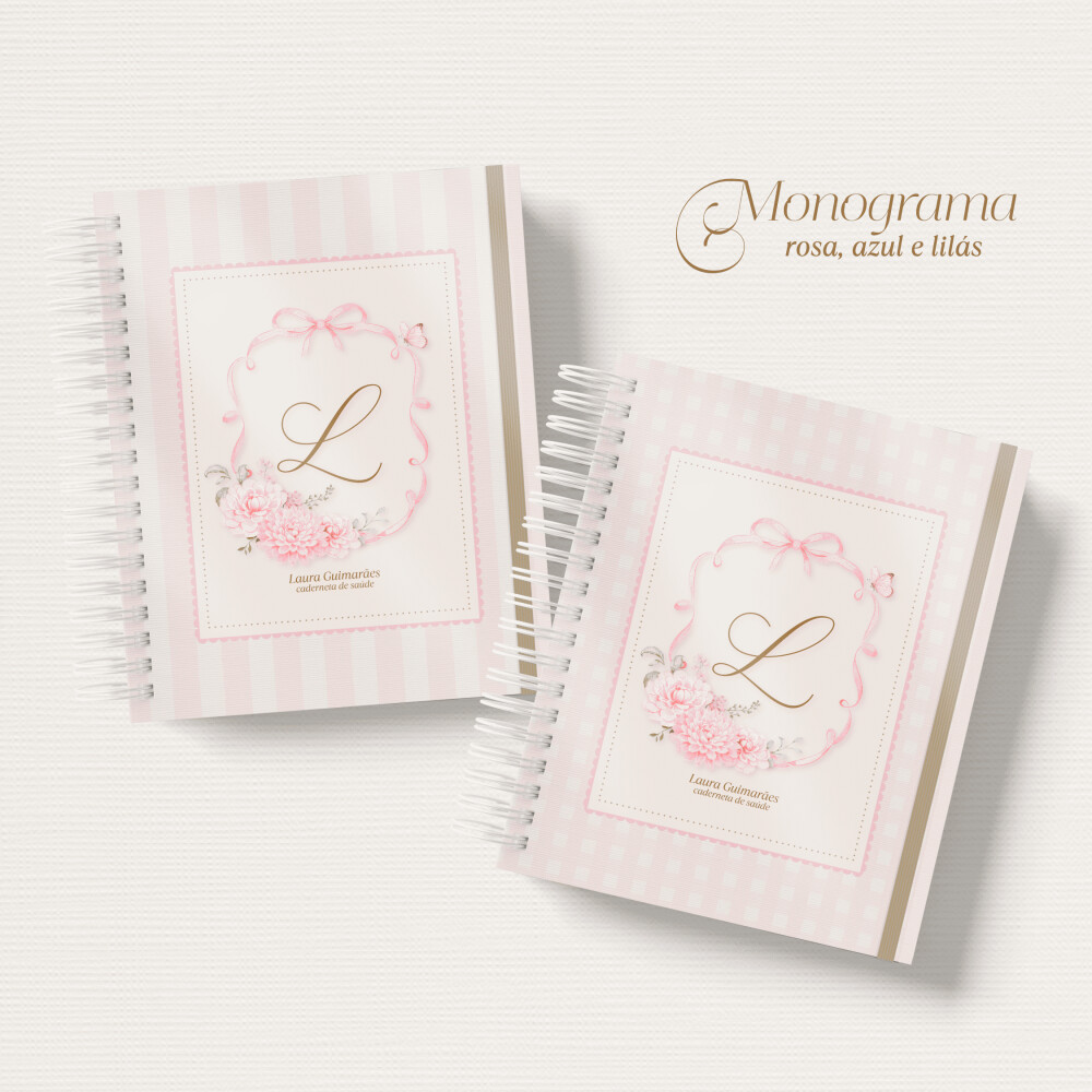 Caderneta de Vacinação Personalizada Monograma Menina