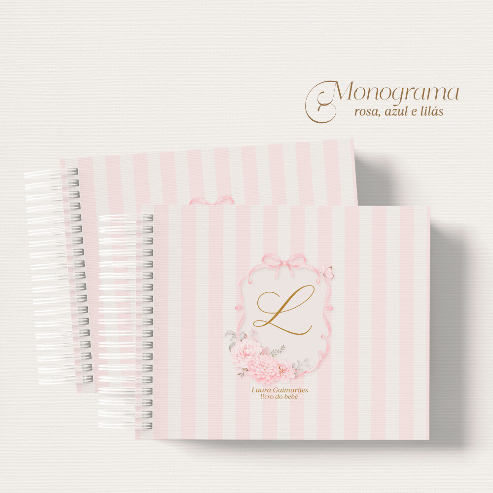 Livro do Bebê Personalizado Monograma Menina