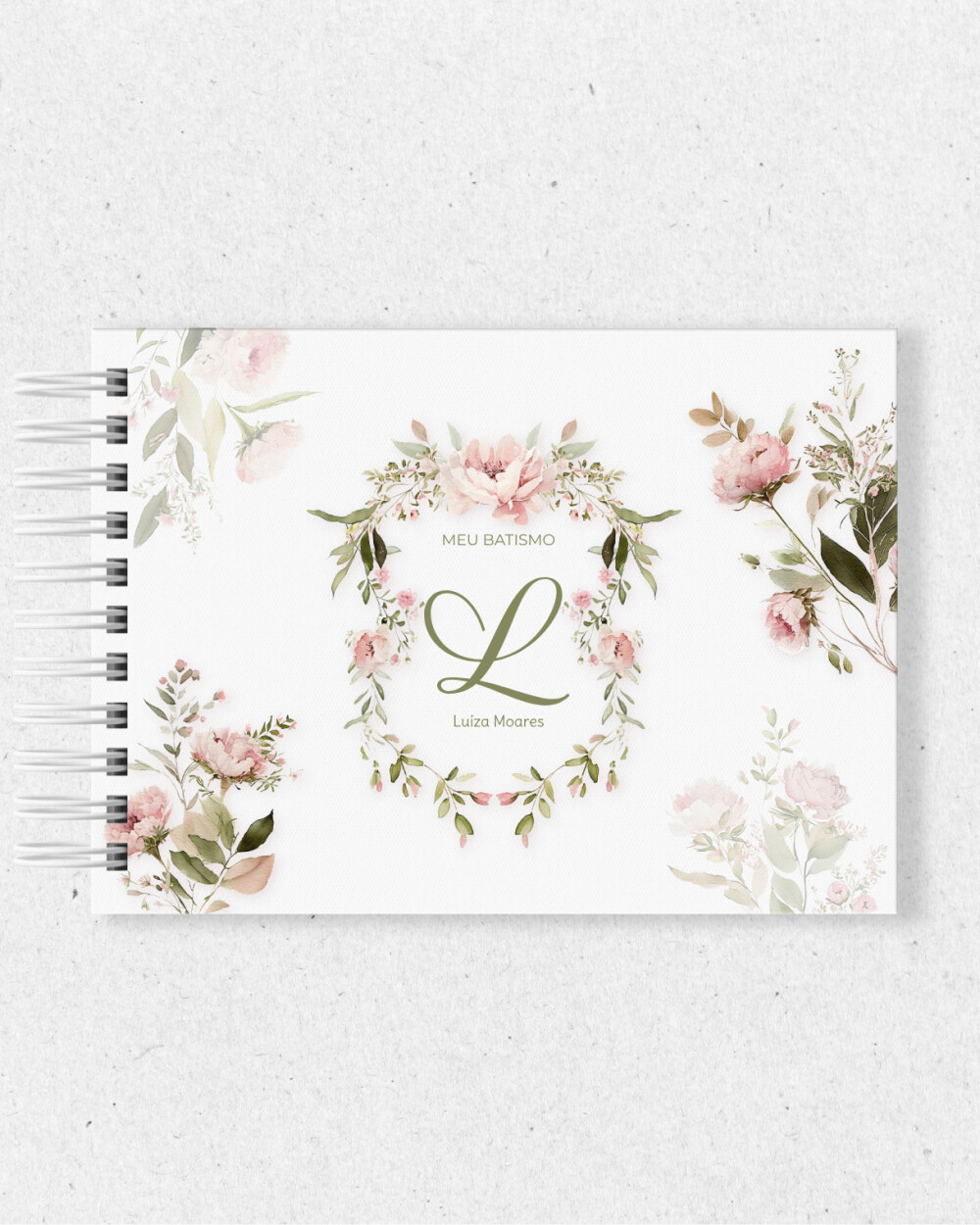 Álbum de Batizado Personalizado Floral | Capa Dura 15x21
