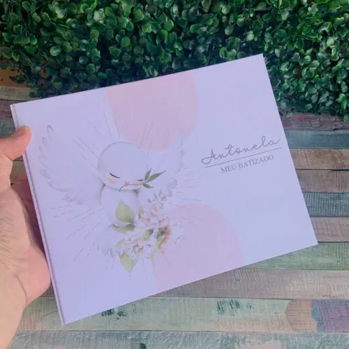 Álbum de Fotos para batizado modelo com parafusos
