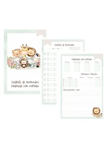 Caderneta de Vacinação Personalizada Safári Menina