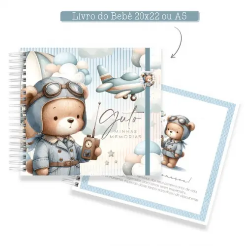 Livro do Bebê Personalizado ursinho aviador