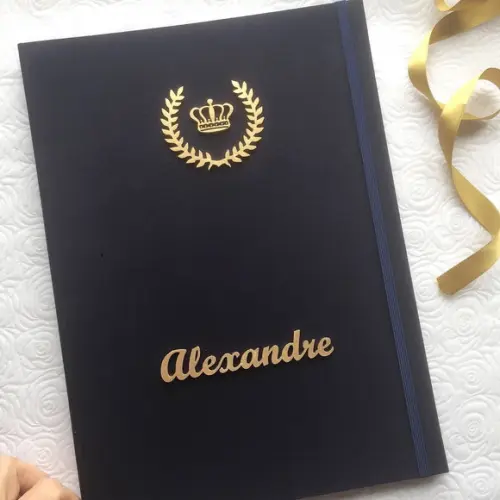 Pasta para Certidões e Documentos A4 em Tecido Marinho