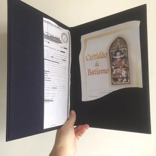 Pasta para Certidões e Documentos A4 em Tecido Marinho