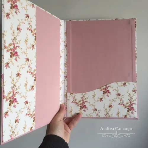 Pasta para Certidões e Documentos A4 em Tecido Floral Rosé