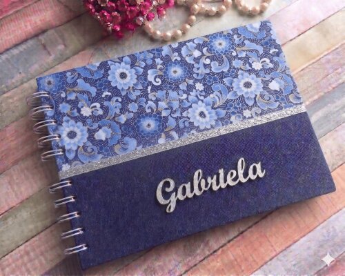 Caderno de Assinaturas 15 Anos floral marinho
