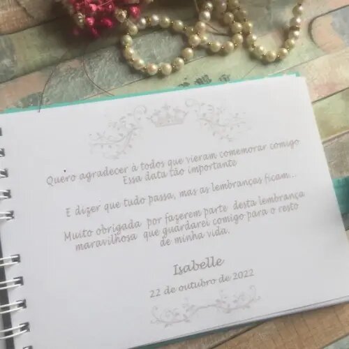 Caderno de Assinaturas 15 Anos marinho e bege coala baby