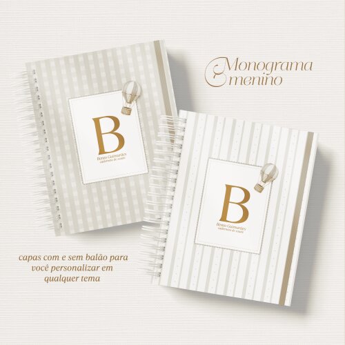 Caderneta de Vacinação Personalizada Monograma Menino