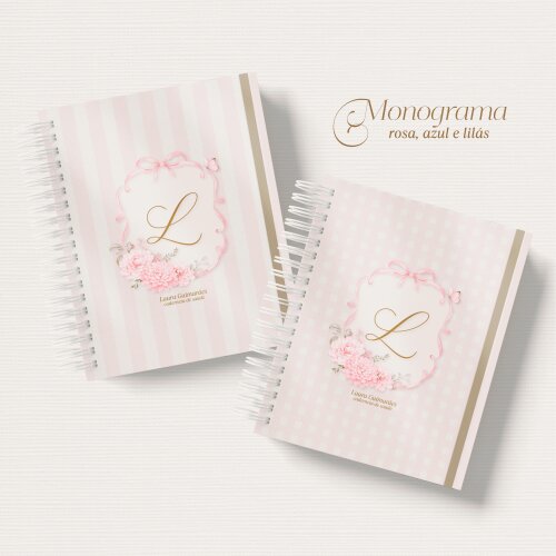 Caderneta de Vacinação Personalizada Monograma Menina