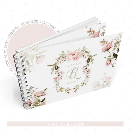 Álbum de Batizado Personalizado Floral | Capa Dura 15x21