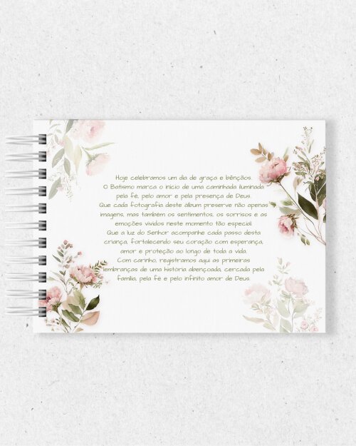 Álbum de Batizado Personalizado Floral | Capa Dura 15x21
