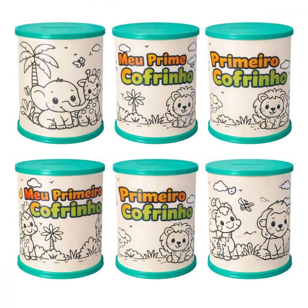 10 Cofrinhos Safari Personalizado Infantil Lembrancinha com Nome