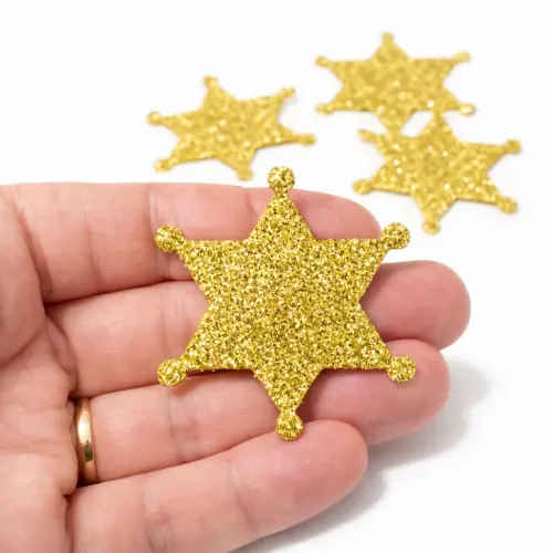 40 estrela de Xerife no EVA com Glitter - 4x4