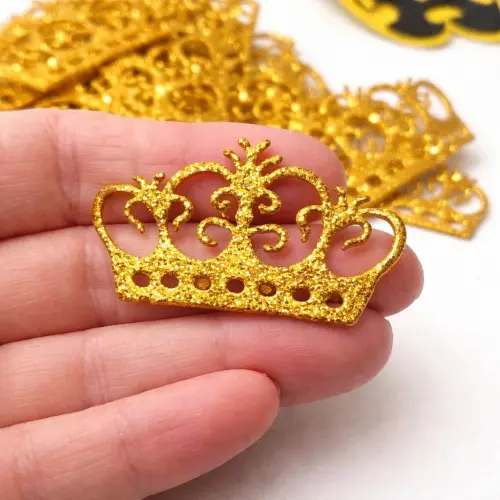 20 Apliques no EVA - coroa delicada - decorar tubete e caixinha acrílica festa princesas