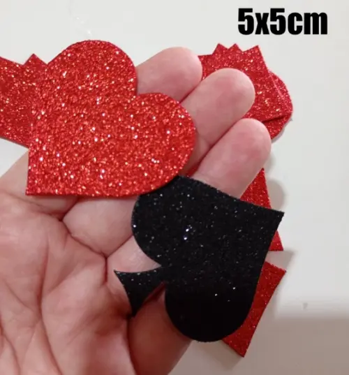 32 apliques Naipes no EVA com Glitter - tamanho 5x5 enfeite para decorar lembrancinhas