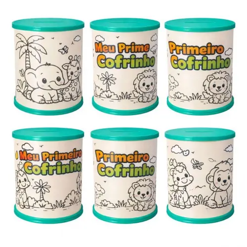 10 Cofrinhos Safari Personalizado Infantil Lembrancinha com Nome