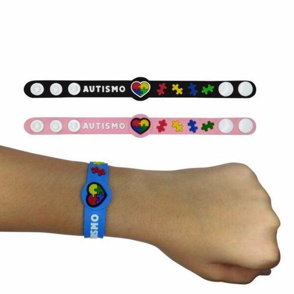 Pulseiras Modelo Autismo 19cm Pacote com 3 Unidades