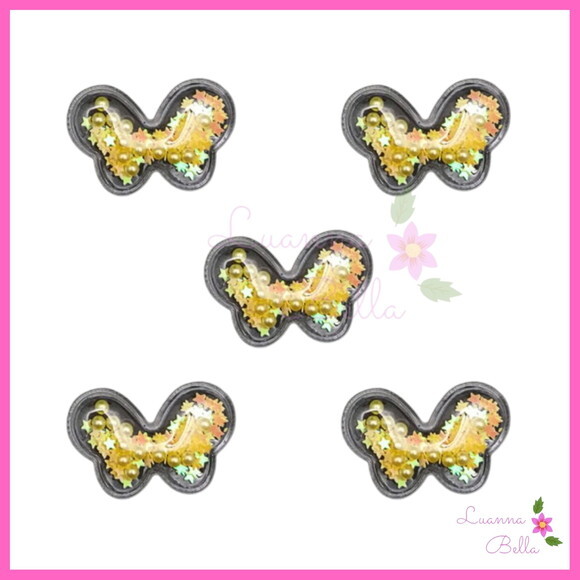 Aplique Borboleta Com Enchimento Amarela - Pct c/6 unds