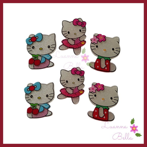Aplique de Acrílico Gatinha Hello - Pcts c/ 6 unds