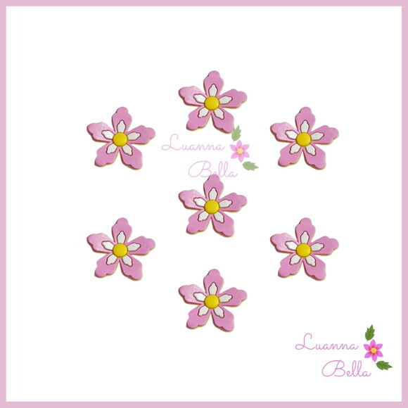 Aplique Emborrachado Modelo Florzinha Rosa - pcts c/7unds