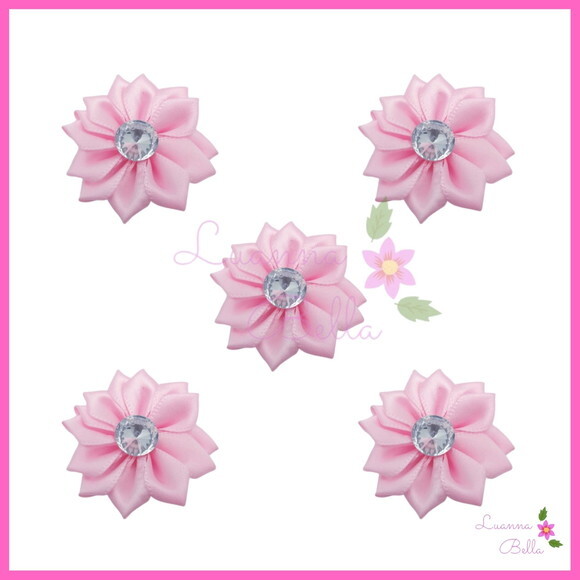 Aplique Flor c/stress Rosa de tecido - Pct c/12 unds