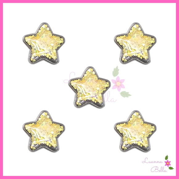 Aplique Estrela Com Enchimento Amarelo - Pct c/6 unds