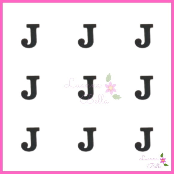 Aplique Letra J  de Acrílico Preto - Pct c/ 8 unidades
