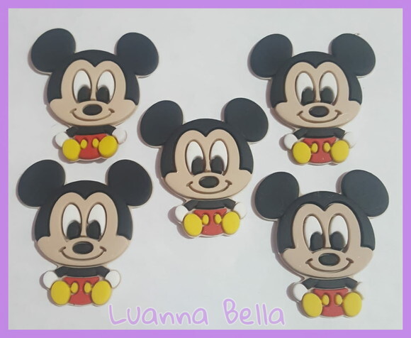 Aplique Mickey Sentadinho de borracha - pct c/6 unid