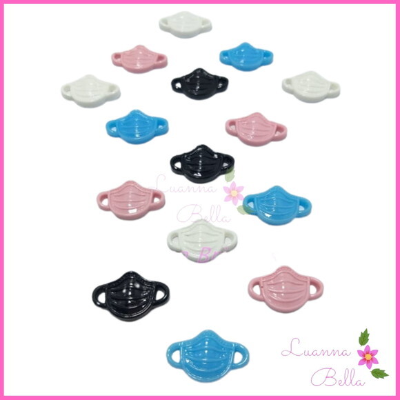 Aplique Mini Máscaras acrílico varias cores - Pct c/12 unds