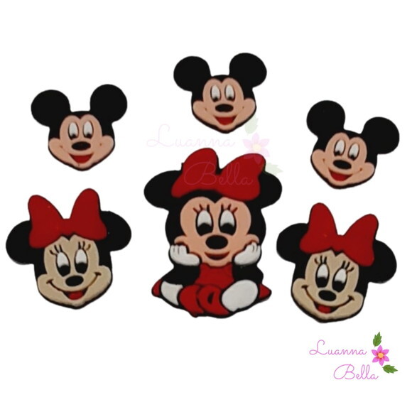 Apliques emborrachados Minie e Mickey- pcts c/6 unds