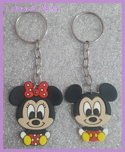 Chaveiros Mickey e Minnie de borracha -Pct c/4 unidades