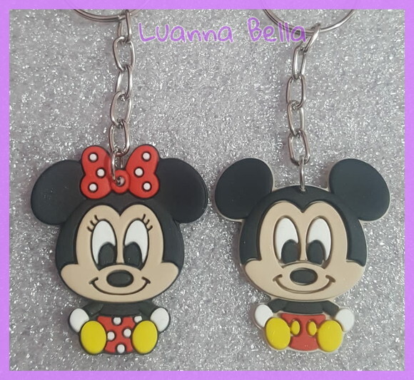 Chaveiros Mickey e Minnie de borracha -Pct c/4 unidades