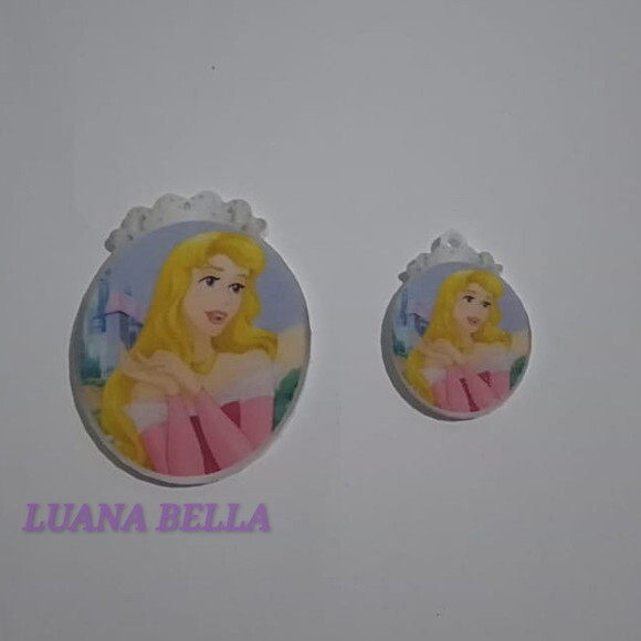 Kit Aplique e Pingente acrílico Bela Adormecida-pct c/3 Kits