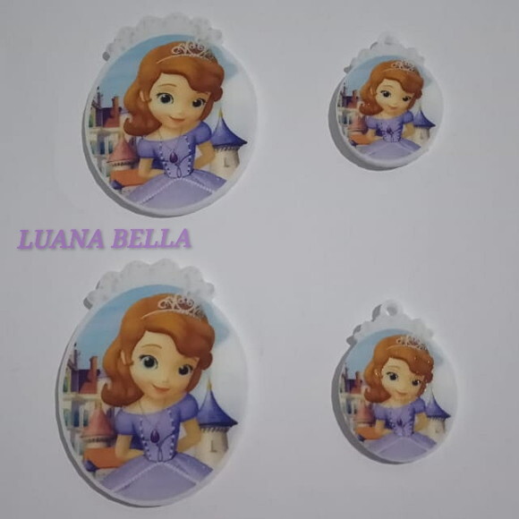 Kit Aplique e Ping em acrílico Princesa Sofia -pct c/3 Kits
