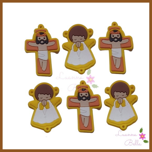 Kit Jesus Crucificado e Anjo Amarelo Emborrachado-Pct c/ 6
